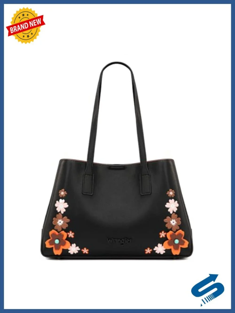 Floral PU Leather Tote Bag Top Handle Satchel Shoulder Bag Large Capacity Work